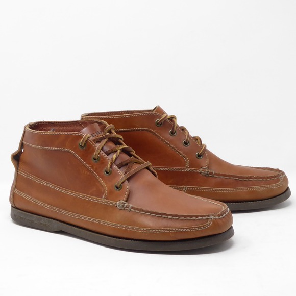 Sperry Authentic Original Chukka Mens Leather Boots Moc Toe Ankle Brown 10 M - Picture 1 of 9